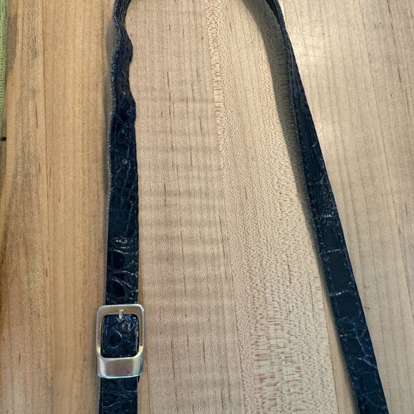 Vintage Navy Blue Croc Leather Crossbody Bucket Bag - Picture 10 of 10